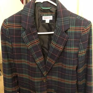 Green with orange and dark blue stripe blazer